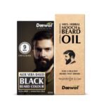 Deewal 9-Minute Beard Colour & Mooch & Beard Oil Combo | Natural-Looking, Ammonia-Free Beard Dye + Deep Nourishing Beard Oil | Long-Lasting Color, Healthy Beard Growth & Shine - Fast UK Delivery
