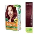 Nisha Cream Hair Color, Permanent Hair Colour Burgundy, Silky & Shiny 100% Grey Coverage & Ammonia Free Color With Natural Henna Extract, 60G+60Ml - Fast UK Delivery - Image 4