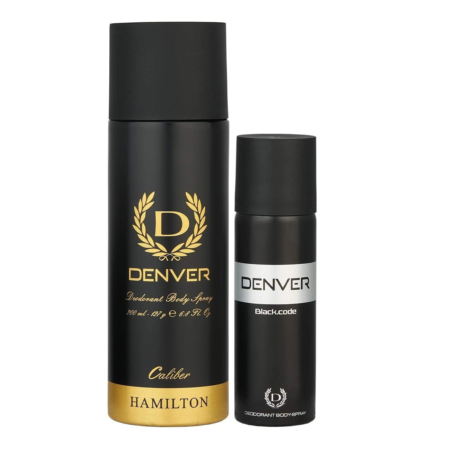 uk61SPPILRbcL-1-1.jpg DENVER Caliber Deo - 200ML & Black Code Nano - 50ML (Combo Pack of 2) | Long Lasting Deo Body Spray - For Men - Fast UK Delivery - Image 1
