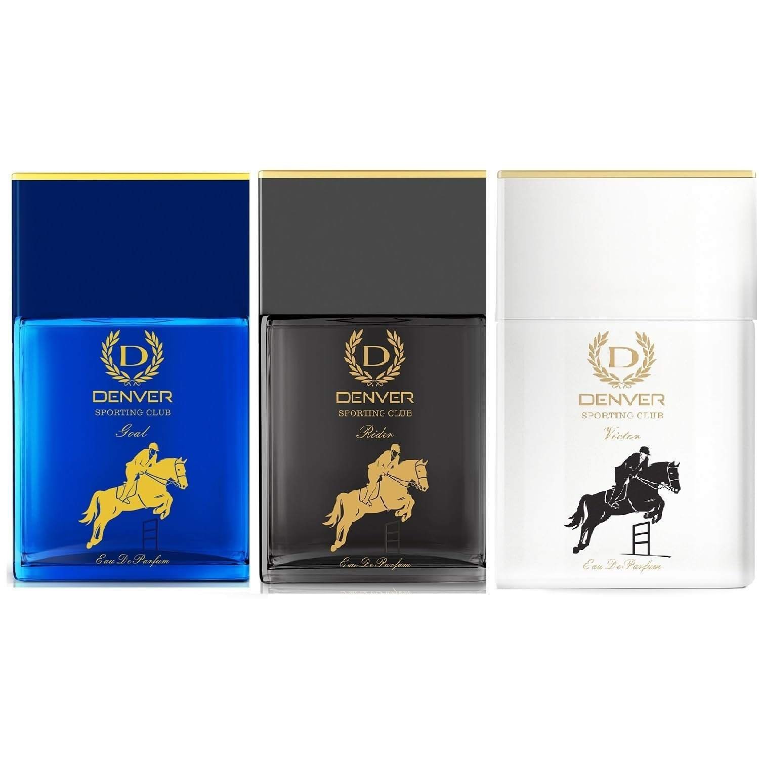 uk61SRynkuHfL-1-1.jpg DENVER Goal, Rider, Victor Perfume - 70ML Each (Combo Pack of 3) | Long Lasting Eau De Parfum Scent for Men - Fast UK Delivery - Image 1