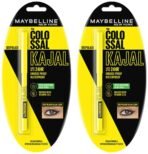 Maybelline New York Colossal Kajal, Intense Colour, Waterproof, Long lasting 24Hrs Stay, Black, 0.35g (Pack of 2) - Fast UK Delivery