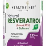 HealthyHey Nutrition Resveratrol Extract 98% Plus BioPerine for Absorption - 255mg - 60 Vegetable Capsules (Pack of 1) - Fast UK Delivery