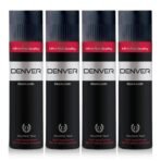 DENVER Black Code Cologne Talc - 100GM Each (Pack of 4) | Scented Talc for Men - Fast UK Delivery
