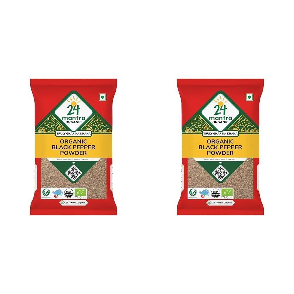 uk61UhpxGccGL-1.jpg 24 Mantra Organic Black Pepper Powder/Kalimirch Powder/Nalla Miriyalapudi - 100gms | Pack of 2 | 100% Organic | Chemical Free & Pesticides Free | Unadulterated | Enhances Taste - Fast UK Delivery - Image 1