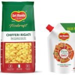 Del Monte FoodCraft Chifferi Pasta, 100% Durum Wheat Semolina, 1kg & Delmonte Del Monte Pizza & Pasta Sauce Spout Pack, 400g - Fast UK Delivery