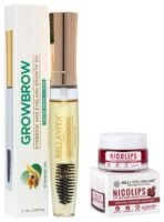 Bella Vita Organic Lip Scrub Balm Brightening Dark Lips for Dry Lips/Smoker/Chapped Lip Growbrow - Eyelash Lashes & Eyebrows Hair Growth & Volume Serum With Castor Onion Oil & Vitamin E 12 ML - Fast UK Delivery