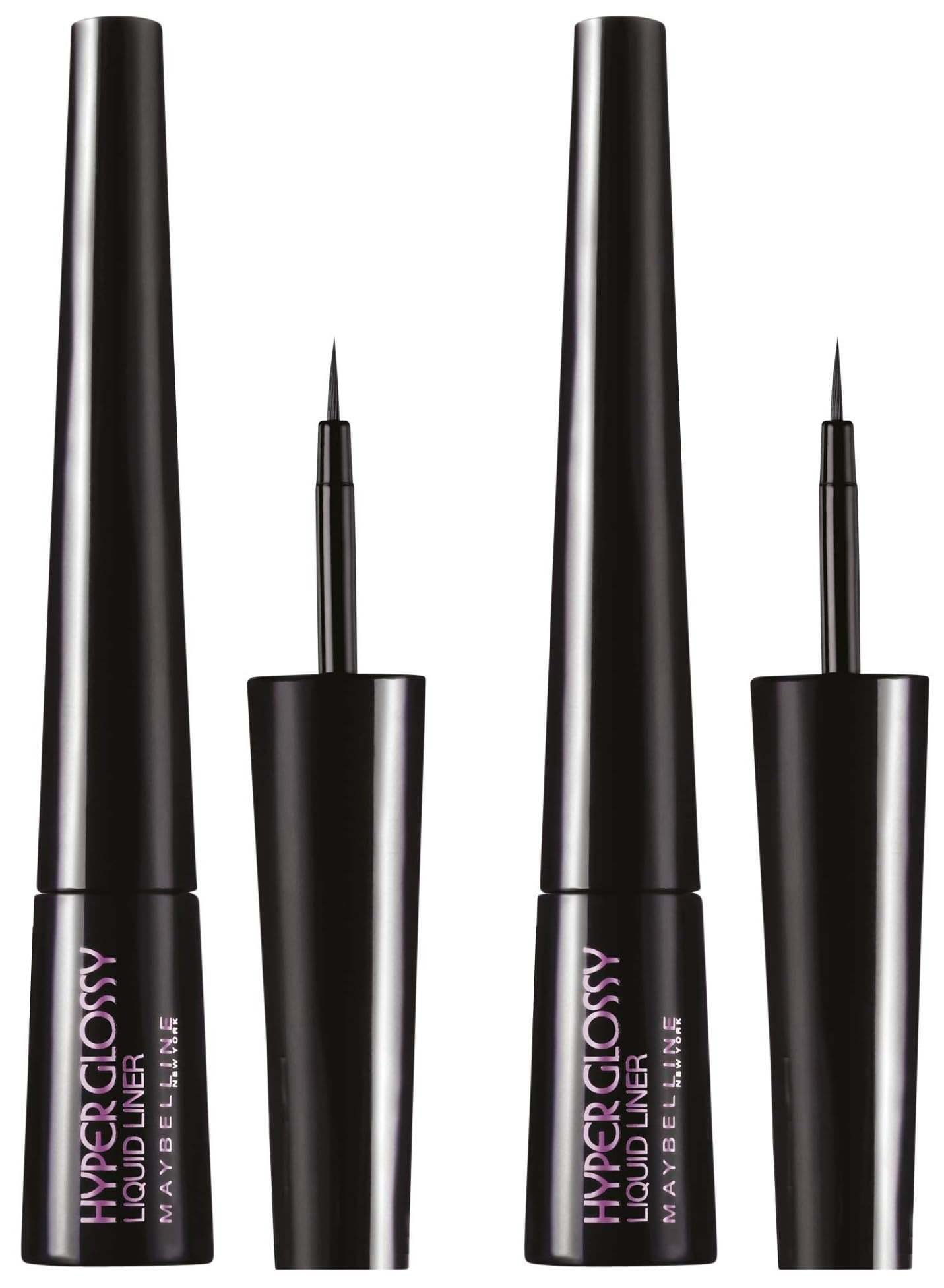 uk61V2YxF-OKL-1.jpg Maybelline New York Liquid Liner, Smudge Proof and Waterproof, Liquid Eyeliner, Hyper Glossy Liquid Liner, Black 3g (Pack of 2) - Fast UK Delivery - Image 1