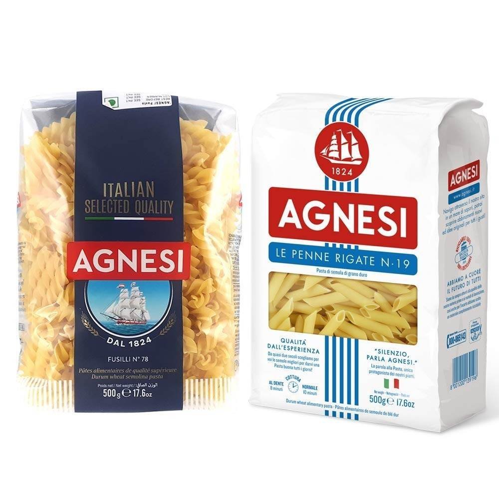 uk61VFob1xUL-1.jpg Agnesi Penne Pasta 500g + Agnesi Fusilli Pasta 500g, Pack of 1 each, - Fast UK Delivery - Image 1