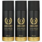 DENVER Hamilton Caliber Deodorant Body Spray - 165ML Each (Pack of 3) | Long Lasting Deodorant for Men - Fast UK Delivery