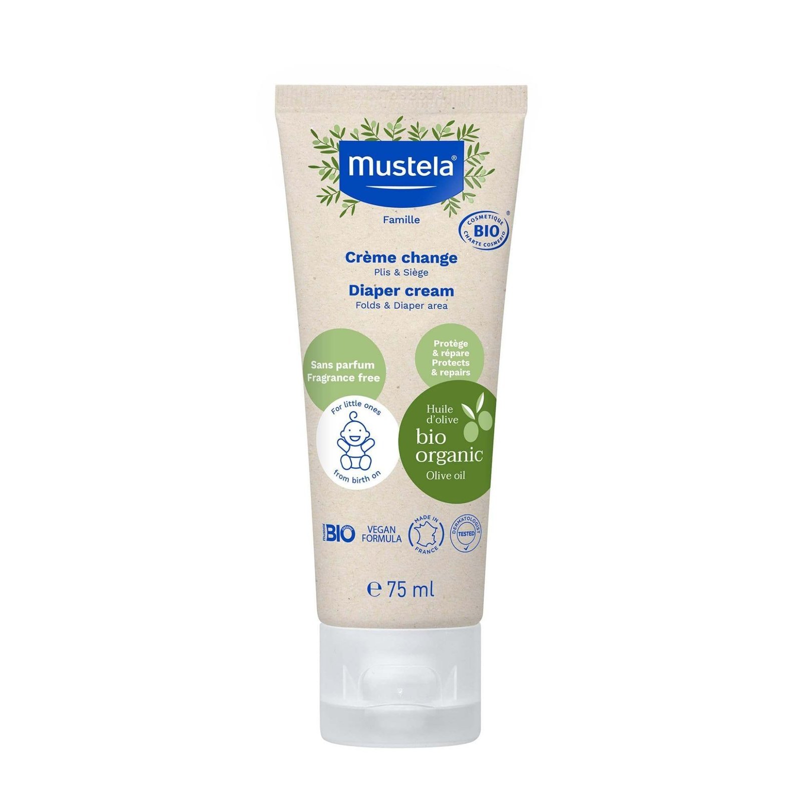 uk61WZYOJyraL-1-1.jpg Mustela Baby Natural Diaper Cream Fragrance-Free, Vegan & EWG Verified 75ml - Fast UK Delivery - Image 1