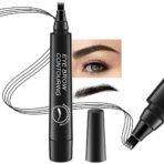 ZEYFLEEB 4 Point Eyebrow Pencil Black,Waterproof Microblading Eyebrow Pencil with a Micro-Fork Tip Applicator Creates || Black Fine Sketch Liquid Eye Brow Tattoo Tint Pen - Fast UK Delivery