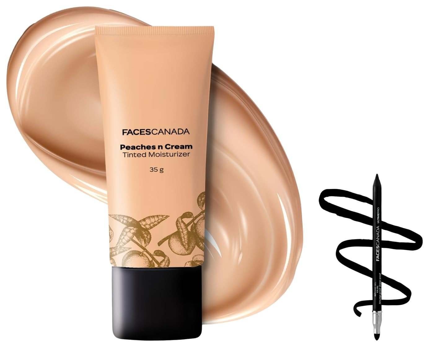uk61YU72x8SoL-1.jpg FACESCANADA Ultime Pro Intense Gel Matte Full Coverage Kajal With Smudger & Sharpener For All Skin Types - Black,1.2 G And Faces Canada Peaches N Cream Tinted Moisturizer - Light 01, 35 G, 2 Pcs - Fast UK Delivery - Image 1