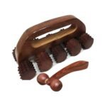 FA INDUSTRIESWooden 10 Roller Massager Acupressure Back Massager Back Pain Relief Massager Multi Purpose Body Massager & Wooden Face Massager (Brown) Pack of 2 - Fast UK Delivery