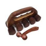 FA INDUSTRIESWooden 10 Roller Massager Acupressure Back Massager Back Pain Relief Massager Multi Purpose Body Massager & Wooden Face Massager (Brown) Pack of 2 - Fast UK Delivery
