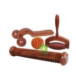 FA INDUSTRIES Wooden Acupressure Foot Roller Massager (12x2 cm), Acupressure Wooden Ball massager (2 x 2 cm), T-massager (7x6 cm), Wooden Body massager (10x3 cm) set of 4 - Fast UK Delivery
