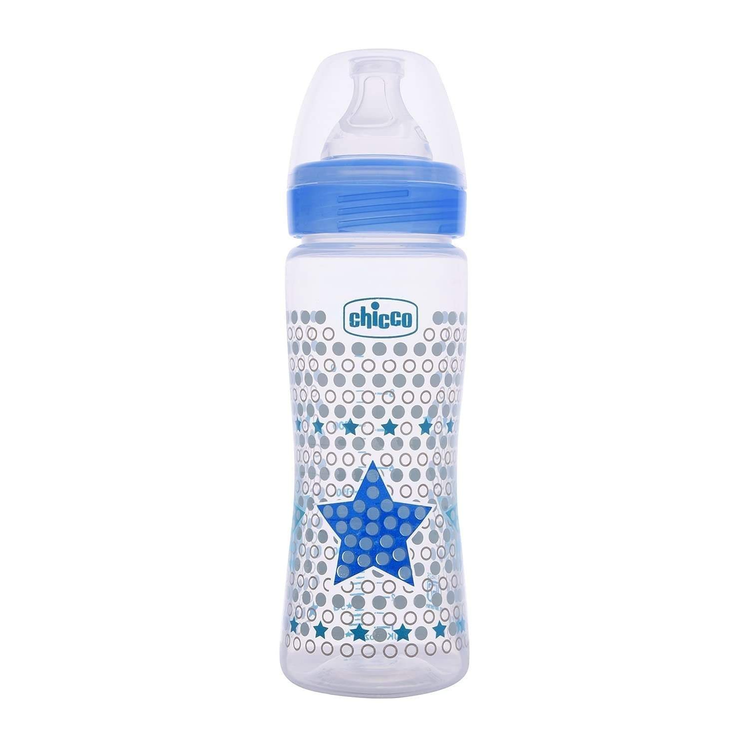 uk61arsLb2TZS-1.jpg Chicco Well-Being Baby Feeding Bottle, 330ml, 4+ Months | Advanced Anti-Colic Nipple | Soft Silicon Teat | Wide Neck, Anti-Drip Bottle |BPA Free(Blue) - Fast UK Delivery - Image 1