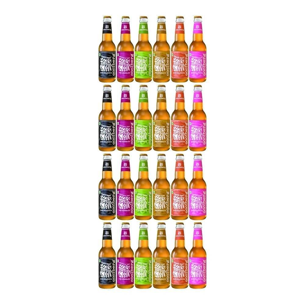 uk61b-DVUYe9L-1-1.jpg Coolberg Non Alcoholic Beer Assorted Flavors 330ml Glass Bottle - Pack of 24 (330ml x 24) Peach, Mint, Malt, Cranberry, Ginger & Strawberry - Fast UK Delivery - Image 1