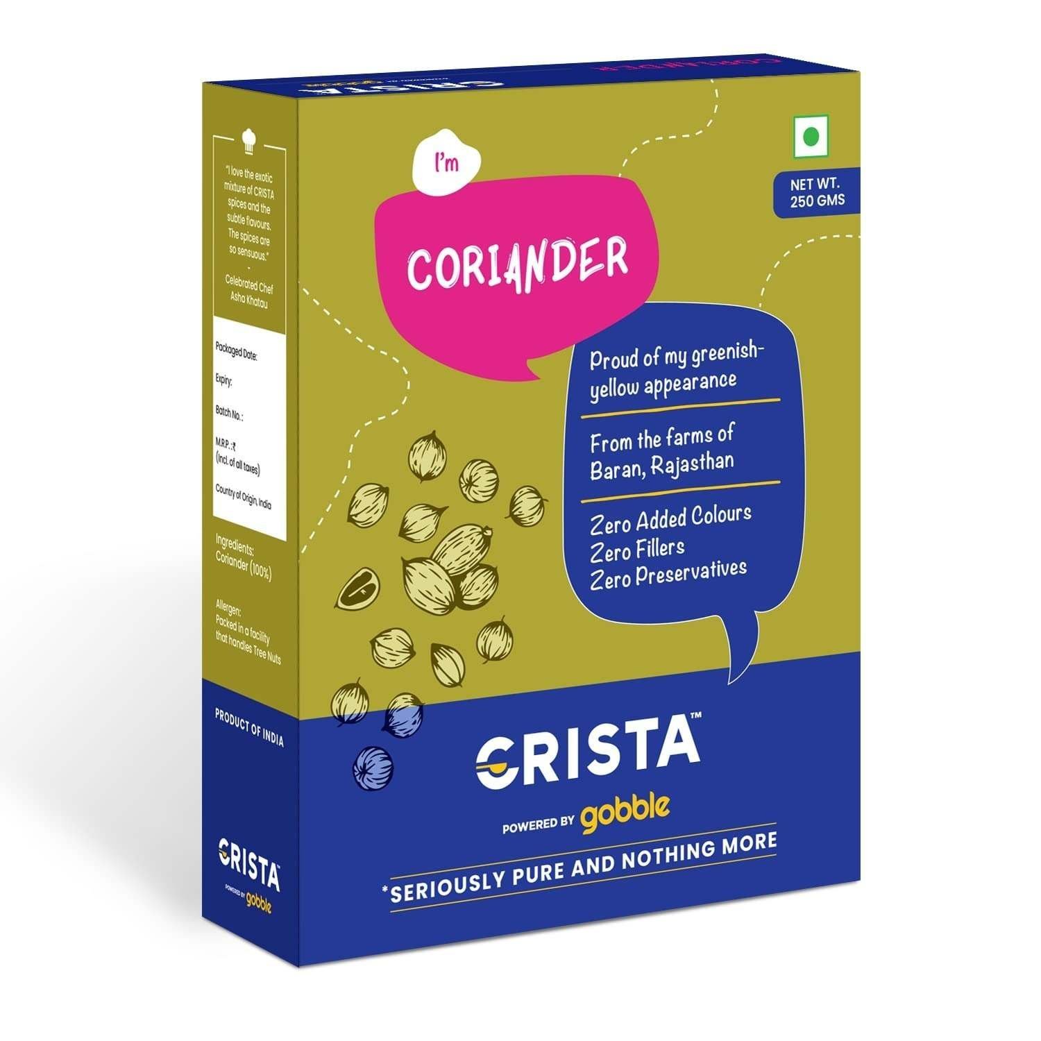 uk61b46lfdQzL-1-1.jpg CRISTA Whole Coriander | Pure Dhania | Dhaniya | Zero added Colours, Fillers, Additives & Preservatives | Natural, Dried & Aromatic | Farm Fresh | 250 gms - Image 1