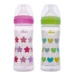 Chicco Well-Being Baby Feeding Bottle, 250ml, 2+ Months (Pack of 2) | Advanced Anti-Colic Nipple | Soft Silicon Teat | Wide Neck, Anti-Drip Bottle |BPA Free - Fast UK Delivery