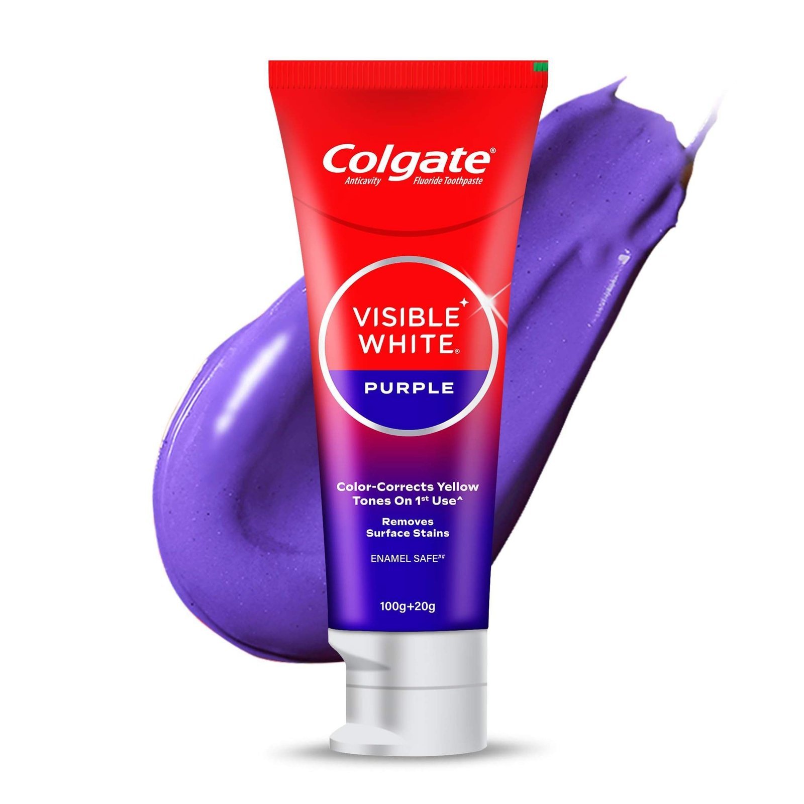uk61ceVYCha1L-1.jpg Colgate Visible White Purple Toothpaste For Teeth Whitening, Teeth Whitening Toothpaste With Fluoride, Whitens Yellow Teeth, Enamel-Safe For Daily Use Paste Toothpaste (100G + 20G) - Fast UK Delivery - Image 1