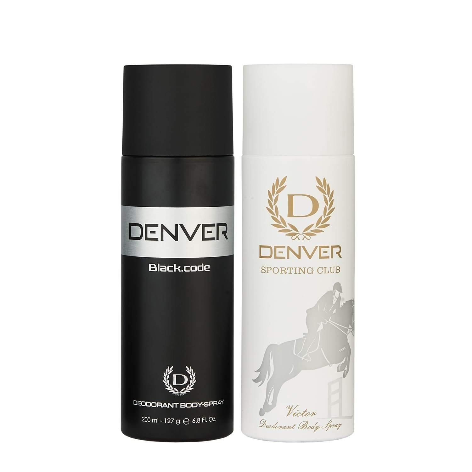 uk61dFB4DbxnL-1-1.jpg DENVER Black Code & Victor Deodorant - 200ML Each (Combo Pack of 2) | Long Lasting Deo Body Spray - For Men - Fast UK Delivery - Image 1