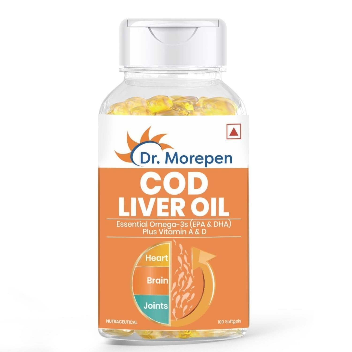 uk61dZXV8wMwL-1-1.jpg Dr. Morepen COD Liver Oil Capsules | Finest Natural Omega 3, EPA & DHA | Pack of 100 Softgels - Fast UK Delivery - Image 1