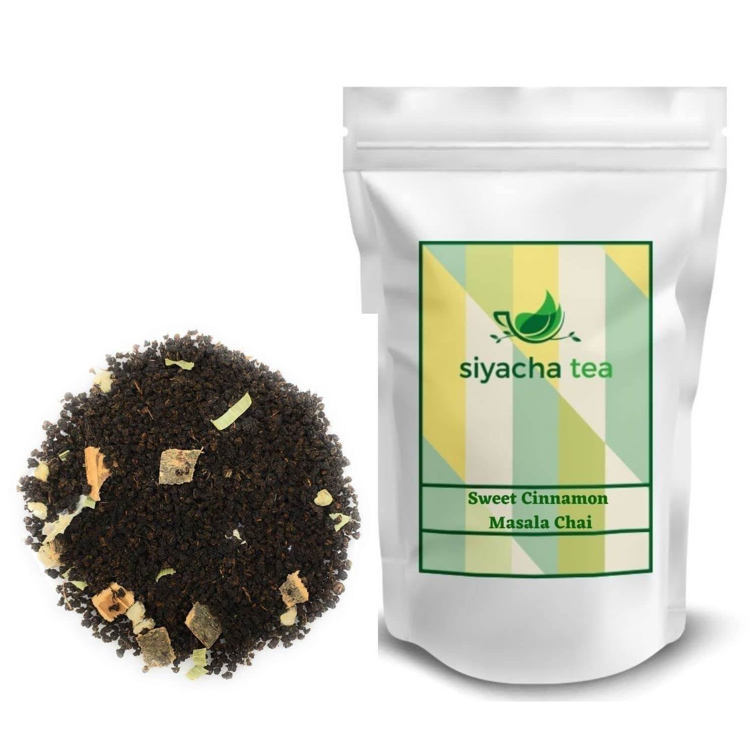 uk61edd5iJg7L-1-1.jpg Siyacha Tea Cinnamon Masala Chai | Premium Assam CTC Tea With Cinnamon, Cardamom | Non-GMO, Gluten-Free, No Added Flavoring | 100% Natural Whole Spice Blend | 250 grams Makes 125 Cups (approx) - Fast UK Delivery - Image 1