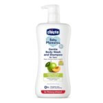 Chicco Baby Moments Gentle Bodywash & Shampoo with Green Apple & Peach, 500ml | Head-to-Toe | No Tears Formula | Hydrated Skin & Hair | Dermatologically Tested | Parabens & Phenoxyethanol Free - Fast UK Delivery