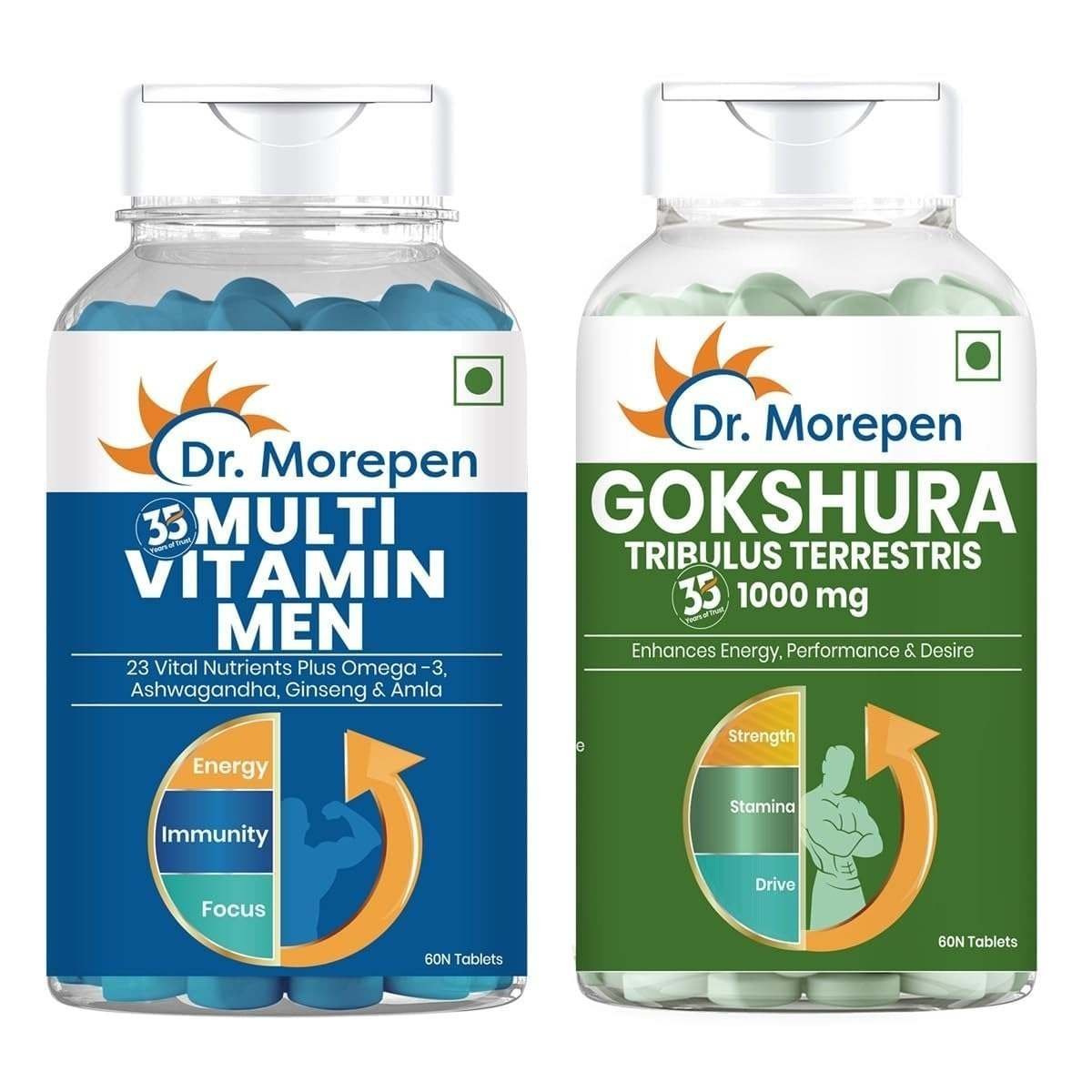 uk61eplX0c1L-1.jpg DR. MOREPEN Multivitamins For Men With Omega 3 & Herbs | Energy & Immunity Booster Supplement - 60 Veg Tablets (Multivitamin Men & Gokshura) - Fast UK Delivery - Image 1
