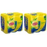 Lipton Lemon Ice Tea Drink, 320 ml, 12 Pack, Yellow & Blue Cans (Imported) - Fast UK Delivery