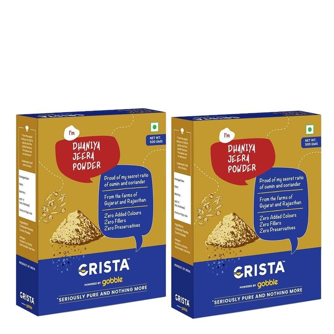 uk61fO3G7LLuL-1-1.jpg CRISTA Dhaniya Jeera Powder Combo Pack | Dhaniya Jeera Powder 500 gms x 2 | Pack of 2 | Coriander & Cumin Mixed Spice Blend | Zero added Colours, Fillers, Additives & Preservatives - Image 1