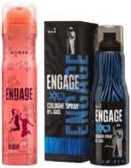 Engage XX3 Cologne Spray for Men, 135ml and Blush Bodylicious Deo Spray for Women, 150ml/100g Weight may vary - Fast UK Delivery