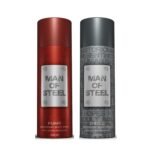 DENVER Man Of Steel Drill & Pump Deodorant Body Spray - 200ML Each (Pack of 2) - Fast UK Delivery