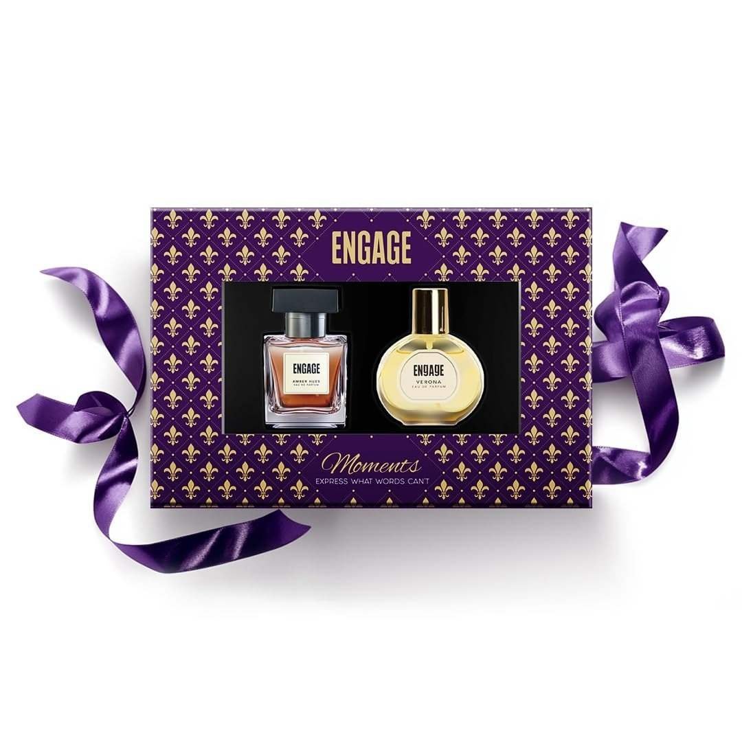 uk61glmwQlVSL-1-1.jpg Engage Gift Set - Moments Luxury Perfume Gifts For Women & Men, 100ml, Long Lasting Smell Men & Women Perfume, Best Birthday,Anniversary Gift by ITC, Eau De Parfum, Travel Sized Perfume Combo, 50ml x2 - Fast UK Delivery - Image 1