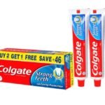Colgate Strong Teeth Anticavity Toothpaste with Amino Shakti - 500gm (200gm - Pack of 2 with 100gm Free) - Fast UK Delivery