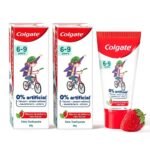Colgate Kids Anticavity Toothpaste 6-9 Years, 160g (80g x 2), Natural Strawberry Mint Flavour, 0% Artificial - Fast UK Delivery