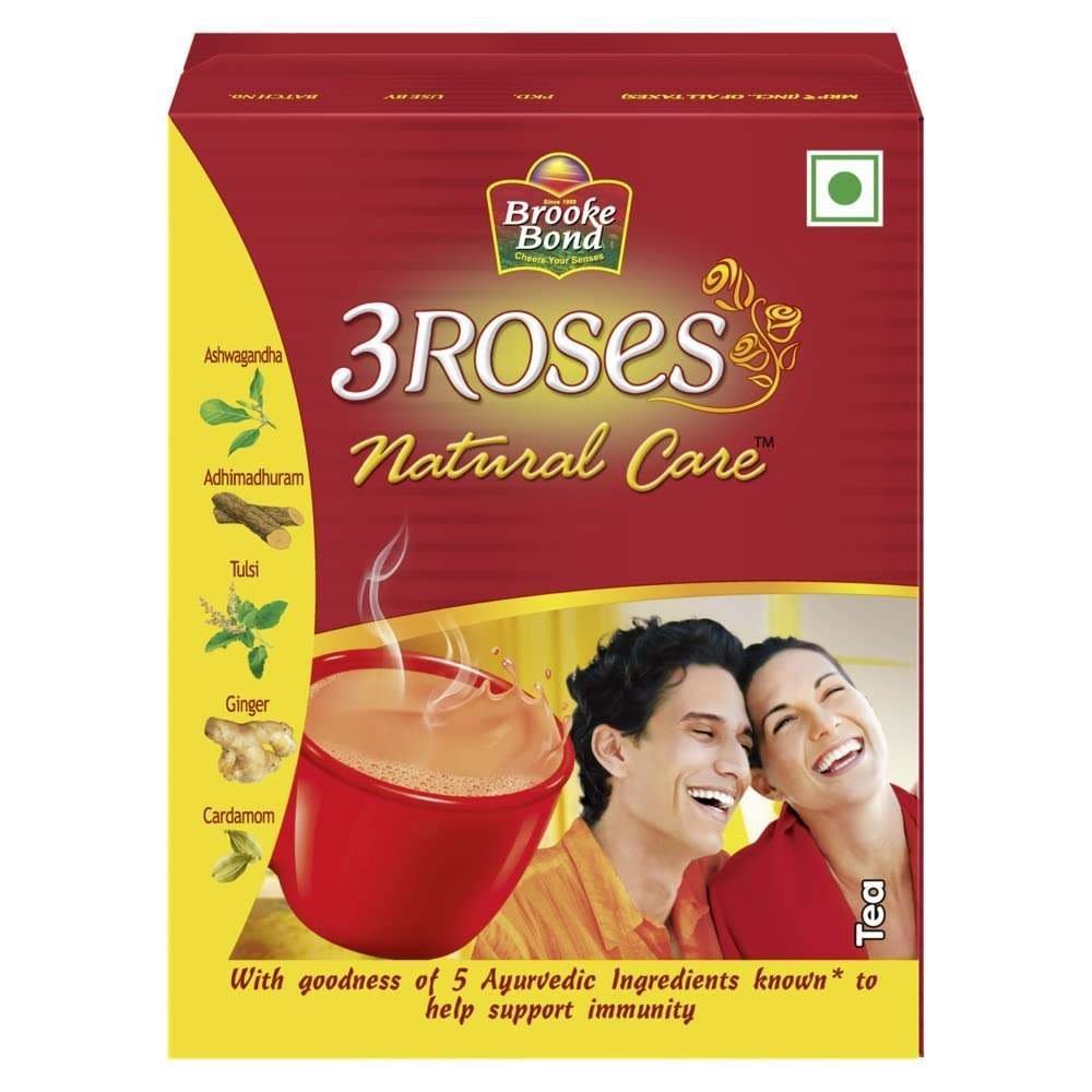 uk61hyrxSmjBL-1.jpg Brooke Bond Red Label Ginger, Brooke Bond 3 Roses Natural Care Tea, With 5 Ayurvedic Ingredients, 100 Gram, Powder - Fast UK Delivery - Image 1