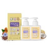 EQUALSTWO Nourishing Baby Massage Oil, 200ml, 100% Natural Non-Greasy Moisturizing Baby Oil for New Born, Strengthen Muscles & Bones, All Skin Types, Hypoallergenic, Dermatologically Tested(Pack 2) - Fast UK Delivery