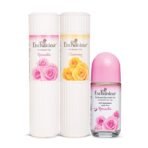 Enchanteur Romantic Perfumed Talc for Women, 250g with Roses & Jasmine & Romantic Roll-On Deodorant, 50ml with Roses & Jasmine &Charming Perfumed Talc for Women, 250g with Roses, Muguets & Cedarwood - Fast UK Delivery