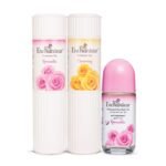 Enchanteur Romantic Perfumed Talc for Women, 250g with Roses & Jasmine & Romantic Roll-On Deodorant, 50ml with Roses & Jasmine &Charming Perfumed Talc for Women, 250g with Roses, Muguets & Cedarwood - Fast UK Delivery