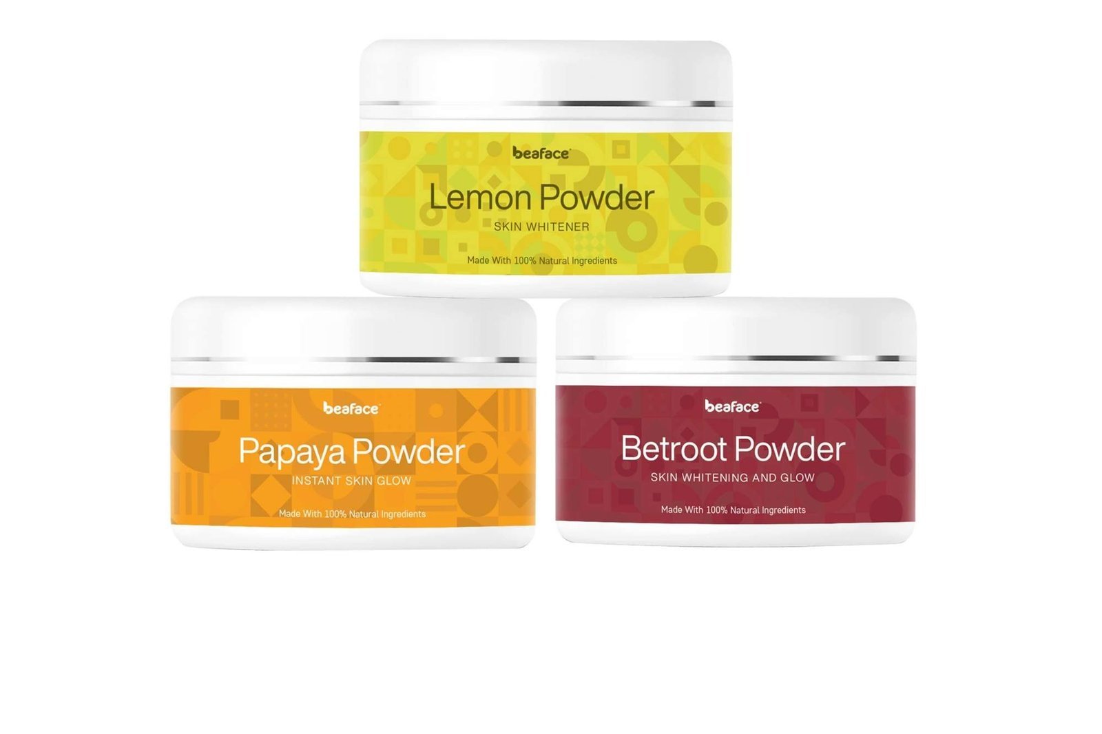 uk61jTZNgG1AL-1-1.jpg Beaface Combo Pack Papaya Powder Skin Pigmentation - 100gm | Beetroot Powder Skin Blemishes, Oil -100gm | Lemon Powder Skin Brightener - 100gm (Pack of 3) - Image 1