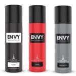 ENVY Fiery Deo & Magnetic Deo - 140ML Each & Noir Deo- 120ML (Combo Pack of 3) | Long Lasting Deodorant Fragrance for Men - Fast UK Delivery