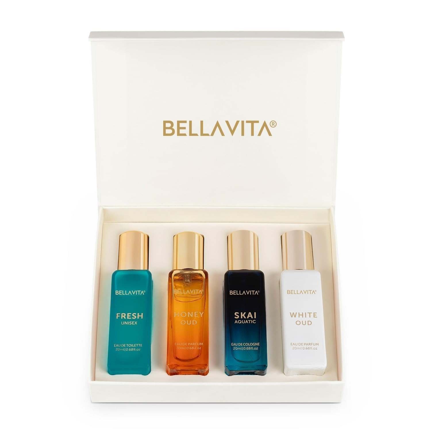 uk61k5k0dTSuL-1.jpg Bella Vita Luxury Unisex Eau De Parfum Gift Set 4 x 20ml for Men & Women with SKAI, FRESH, WHITEOUD, HONEY OUD Perfume|Long Lasting EDP Fragrance Scent - Fast UK Delivery - Image 1