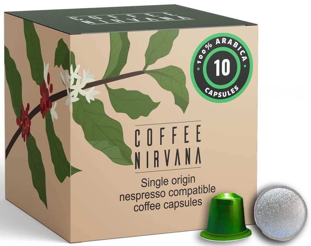 uk61l1TpKwxLL-1-1.jpg Coffee Nirvana,100% Arabica, Box of 10 Pods,Nespresso Compatible Aluminum Capsules, 55 grams - Fast UK Delivery - Image 1