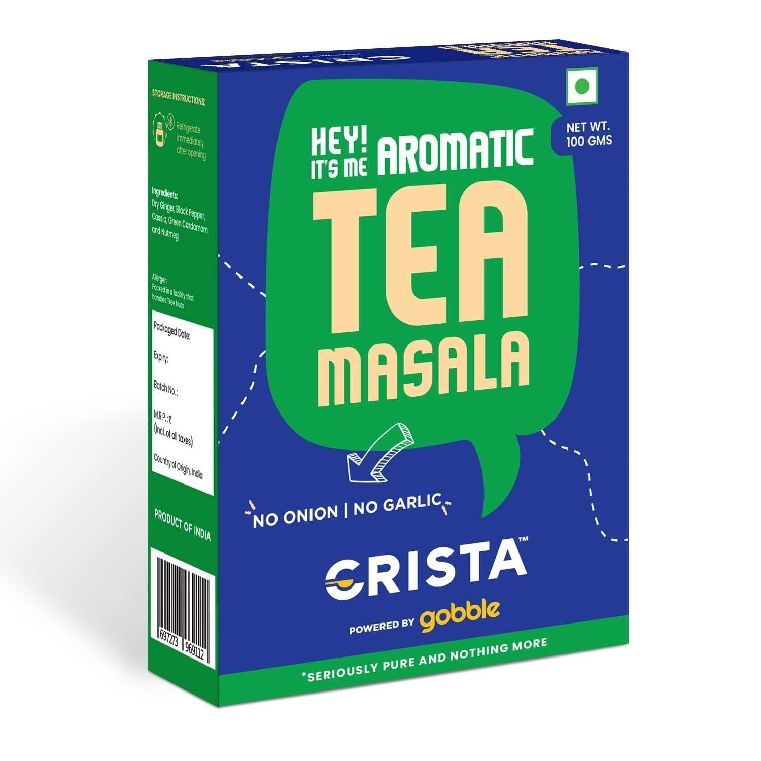 uk61lSEMgD0qL-1-1.jpg CRISTA Aromatic Tea Masala, Chai Masala with 100% Natural Ingredients Vegan No added Sugar Zero added Colours, Fillers, Additives & Preservatives, 100 gms - Image 1