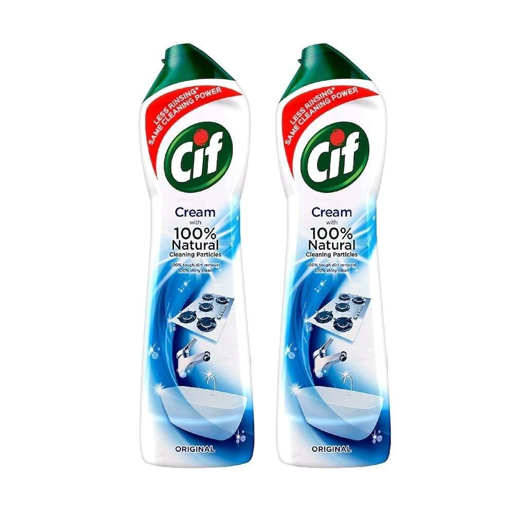 uk61lkV4cFsL.jpg Cif Original Multipurpose Surface Cleaner Cream for Kitchen & Bathroom, Ocean Breeze Scent, 100% Dirt Removal with Natural Cleaning Particles, 2x500ml - Fast UK Delivery - Image 1