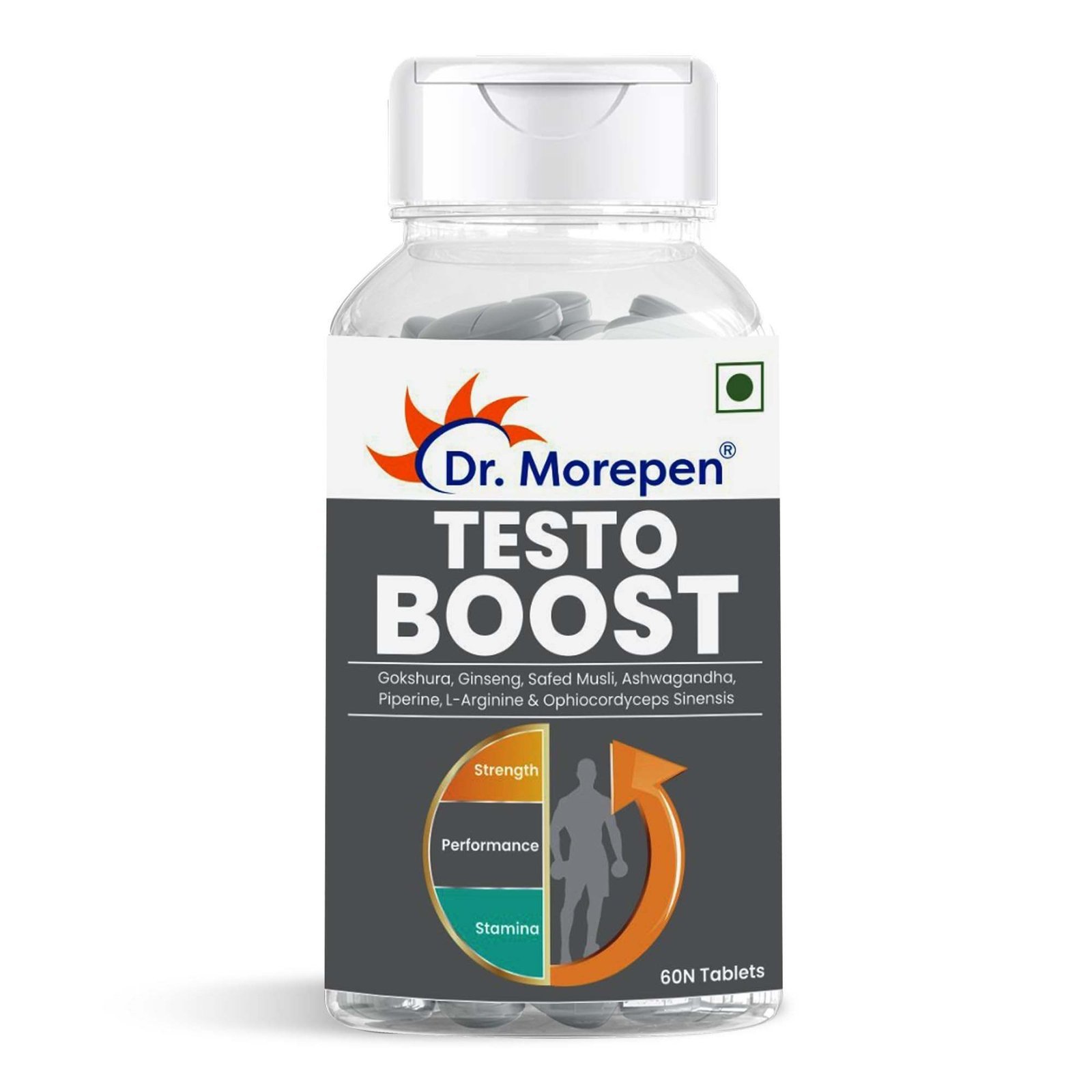 uk61lvR3baQdL-1-1.jpg DR. MOREPEN Testo Boost For Men Enriched With Gokshura, Shilajit, Safed Musli, Ashwagandha, L-Arginine, & Ophiocodyceps Sinensis - 60 Veg Tablets - Fast UK Delivery - Image 1