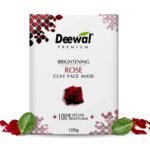 Deewal Premium Rose Clay Face Mask | 100% Vegan & Natural | Gentle Detoxifying & Brightening Face Pack | Hydrating & Soothing Rose and Kaolin Clay Mask | Natural Skincare for Glowing Skin | For All Skin Types - Fast UK Delivery