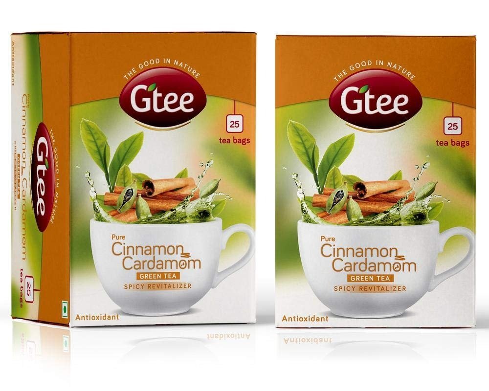 uk61mQB-nAwL-1.jpg GTEE Green Tea Bags - Cinnamon & Cardamom, 25 Tea bags (Pack of 2) - Fast UK Delivery - Image 1