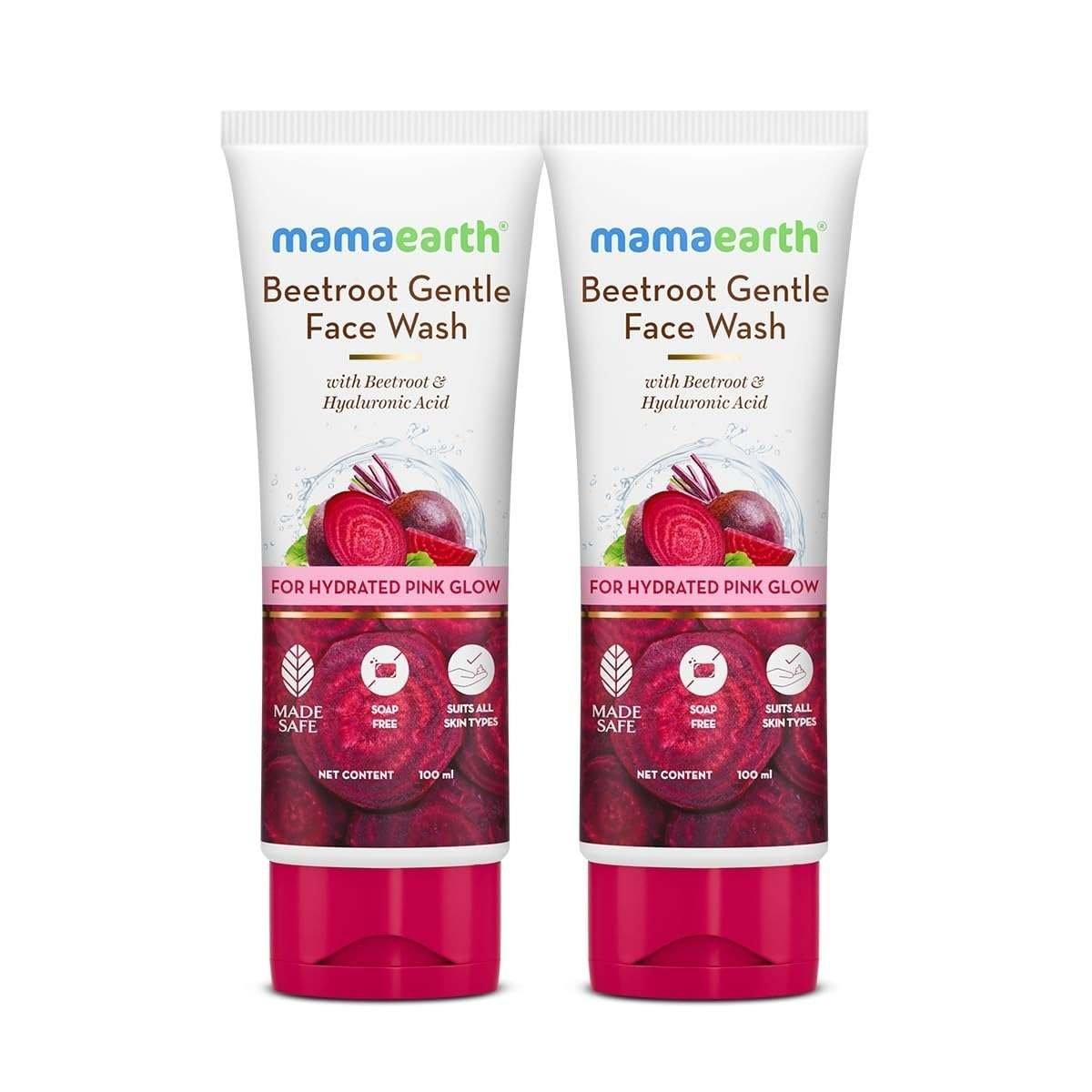 uk61mVixLc-8L-1.jpg Mamaearth Beetroot Gentle Face Wash With Beetroot & Hyaluronic Acid For Hydrated Pink Glow Gently Cleanses, Hydrates & Soothes Skin Soap - Free Non-Irritant Suits All Skin Types - 100Ml (Pack Of 2) - Fast UK Delivery - Image 1